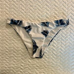 Blue and white feather/palm design bikini